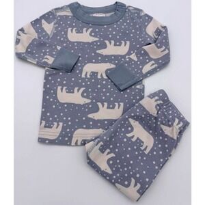 Hanna Andersson Snowy Polar Bear On North Air Long John Pajama Set Size 2T